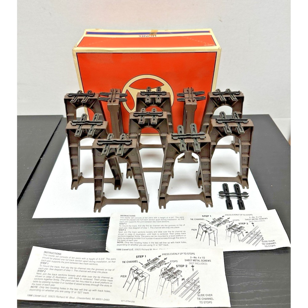 Lionel 6-12755 O Gauge Elevated Trestle Set (10) w/ Box & Instructions